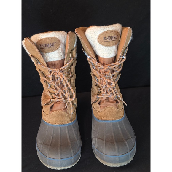 Khombu Women's Cozy Boots Size 9M Tan Brown Knit Cuff Winter Snow Boots - Picture 2 of 10
